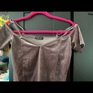 Cute lavender velvet crop top